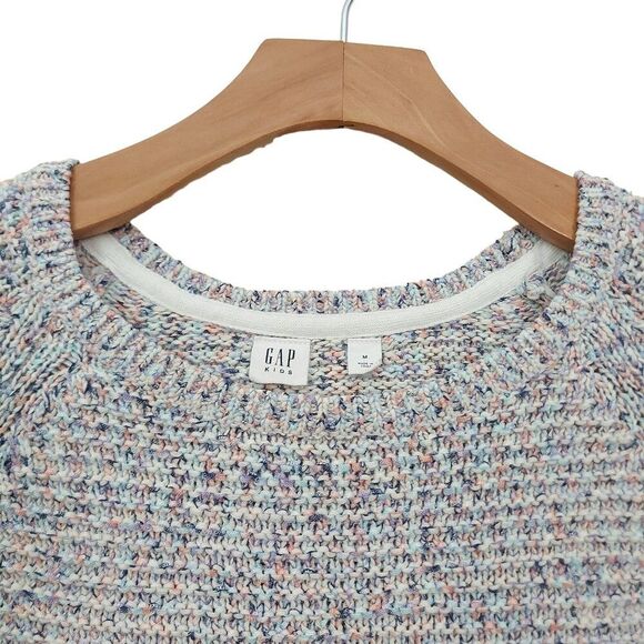 Gap Kids Pullover Sweater Girls Medium Gray Knitted Raglan Sleeve Cotton Blend - Picture 2 of 10